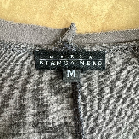Maria Bianca Nero Gray Scoop Neck Long Sleeve Silk Trim Womens Size M Vintage - Picture 12 of 14